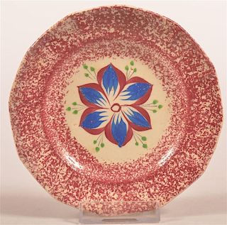Red Spatter Dalilah Pattern Toddy or Cup Plate.