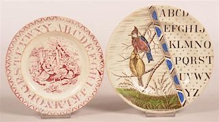 Two Transfer Decorated Alphabet Plates.