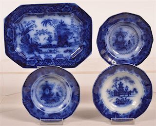 Four Pieces of Flow Blue Ironstone China.