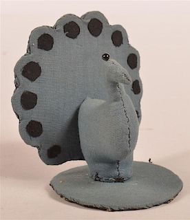 Peacock Form Fabric Sculpture Pin Cushion.