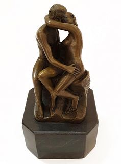 The Kiss, After AUGUSTE RODIN Bronze Figurine Group
