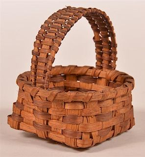 Antique Splint White Oak Miniature Basket.