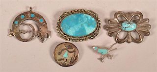 Southwest Indian Turquoise Brooches/Pins.