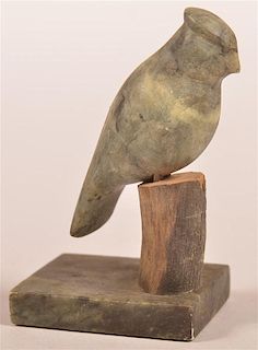 Eskimo Stone and Wood Carved Song Bird.