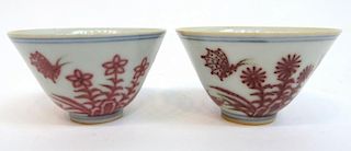Pair Of Porcelain Butterfly Cups