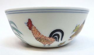 Chinese Doucai Porcelain Rooster Cup