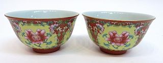 Pair Of Qianlong Enamel Porcelain Bowls