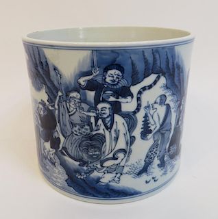 Antique Blue & White Porcelain Brush Pot