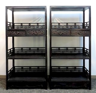 Pair Of Zitan Chinese Cabinets