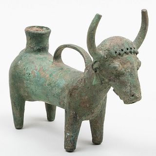 Large and Rare Luristan Bronze Cow Vessel 