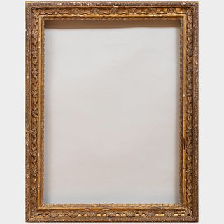 Italian Giltwood Decorated Fret in Hollow Picture Frame, Venetian