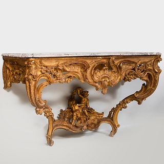 Large Louis XV Giltwood Console