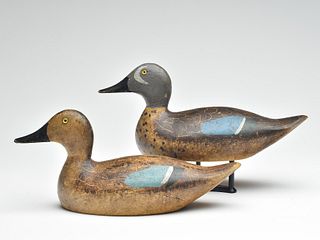 Pair of bluewing teal, Evans Decoy Factory, Ladysmith, Wisconsin.