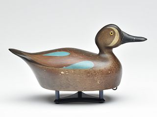 Rare hollow carved bluewing teal drake, Paul Lipke, Whiting, Indiana.