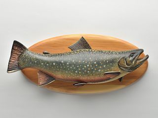 Carved brook trout, Mike Borrett, Oregon, Wisconsin.
