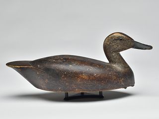 Hollow carved black duck, William Chrysler, Bellville, Ontario, 1st quarter 20th century.