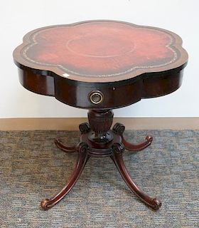 Six Sided Leather Top Saber Legged Table