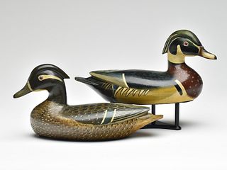 Rare pair of wood ducks, Charles Perdew, Henry, Illinois., 2nd quarter 20th century.
