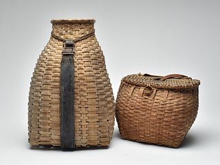 Early center hole creel and trappers basket, last quarter 19th century.