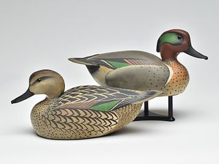 Rigmate pair of greenwing teal, Ward Brothers, Crisfield, Maryland, circa 1950.