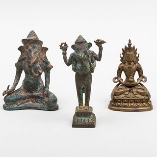 Three Indian Cast Metal Figures of Dieties