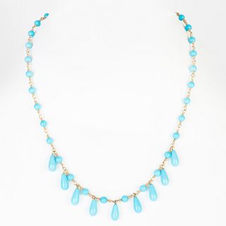 Tiffany & Co. 18k Gold and Turquoise Beaded Necklace