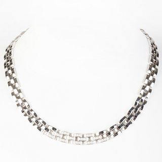 Cartier Maillon PanthÃ¨re 18k White Gold and Diamond Link Necklace and Matching Bracelet