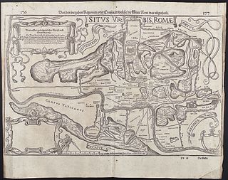 Munster, pub. 1614 - Plan of Rome, Italy