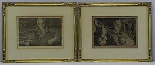 ZORN, Anders. Two Signed Etchings.