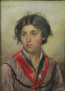 PASINI, Ludwig. Watercolor. Gypsy Girl.
