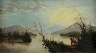 Unsigned 19th C. Oil on Canvas. Hudson River Scene
