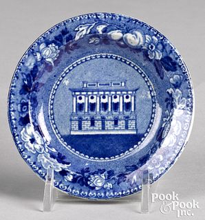 Historical blue Staffordshire cup plate