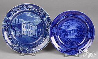 Two Historical blue Staffordshire plates, 19th c.