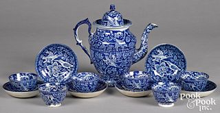 Blue Staffordshire Birds of Paradise teapot