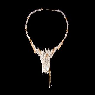 Erte Sterling Silver and 14K Combination Necklace and Brooch