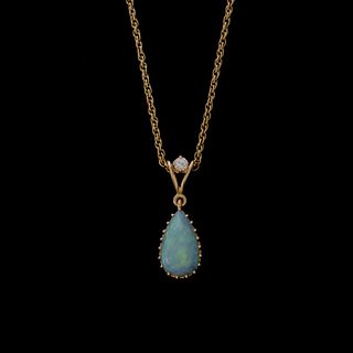 Opal, Diamond and 14K Necklace