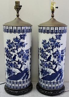 Pair of Chinese Porcelain Umbrella Stands as