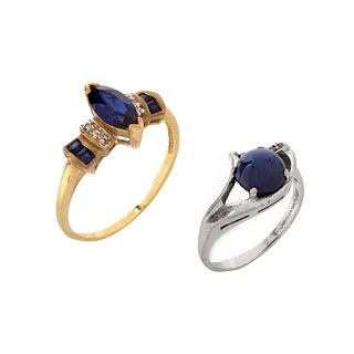 Two Sapphire and 14K Rings