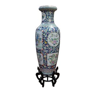 Famille Blue Palace Size Chinese Vase