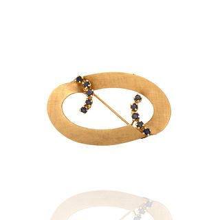 Sapphire and 14K Brooch