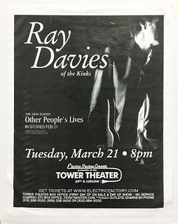 Ray Davies of The Kinks - Hand Signed Ray Davies Promotional Poster