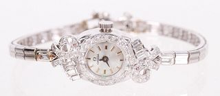 A Ladies White Gold and Diamond Wristwatch
