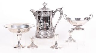 A Group of Sterling and Silver Plated Tableware