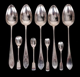 A Group of English and Coin Silver Spoons