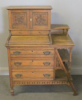 Victorian Oak Cabinet with Roll Down & Pull Out