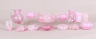 A Large Group of Victorian Pink Spatter Glass