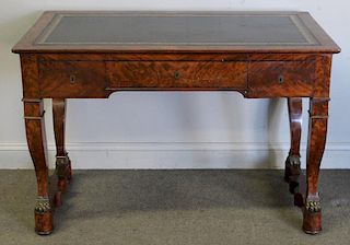 19th Century Mahogany Leather Top 3 Drawer Desk.