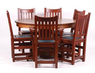 Lifetime Oak Dining Table & Six Limberts Chairs