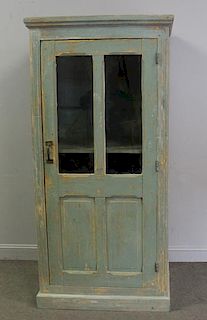 19th Century Green Painted 1 Door Cabinet.