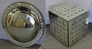 Mirrored Cube Form End Table and a Coordinating